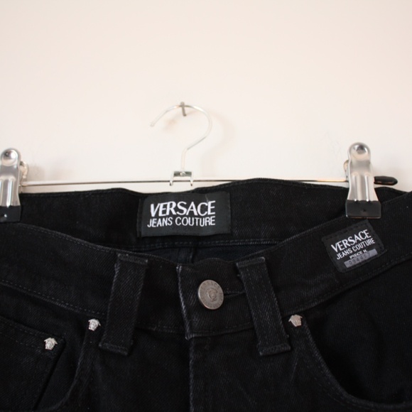 Vintage Versace Jeans Couture Black Denim Pants – High Waisted Designer Jeans, 9 - Picture 2 of 7